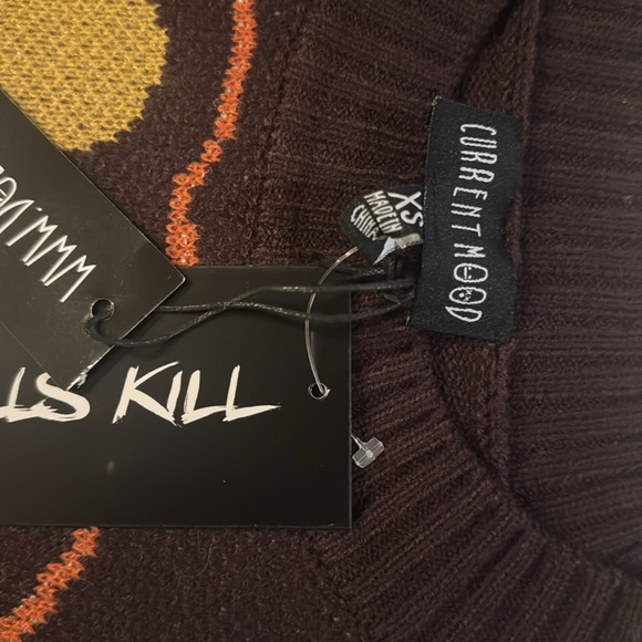 NWT Dolls Kill Current Mood Sweater Bad Vibes Only Oversized Sz XS - Picture 4 of 5